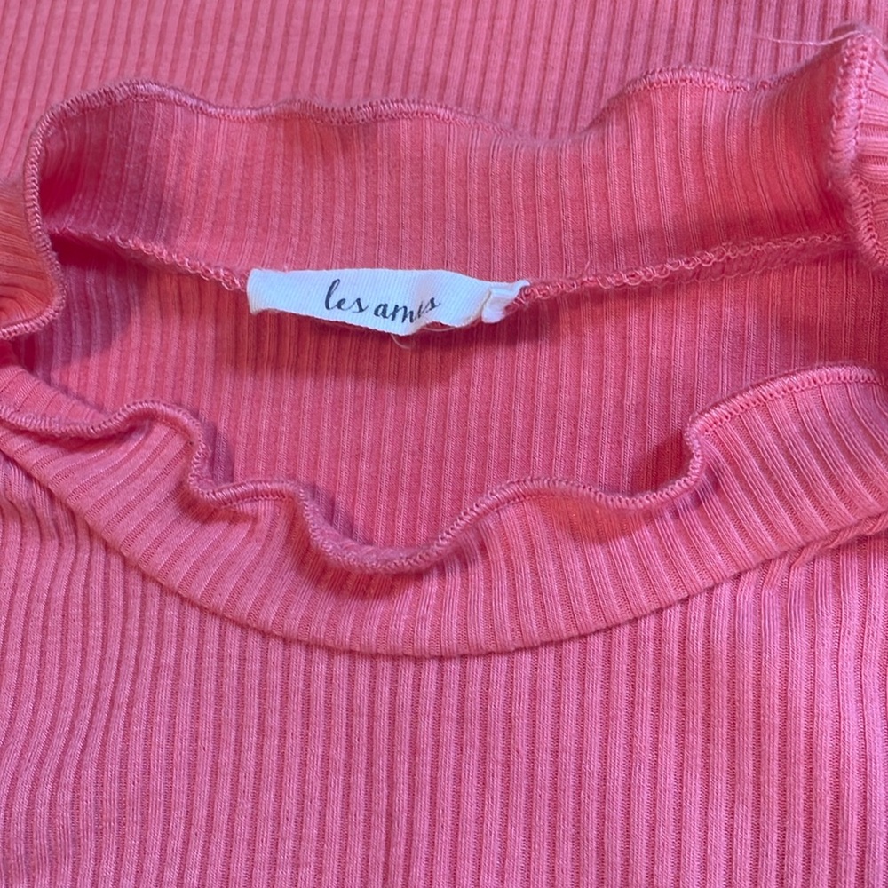 Les Amis soft pink ribbed tee